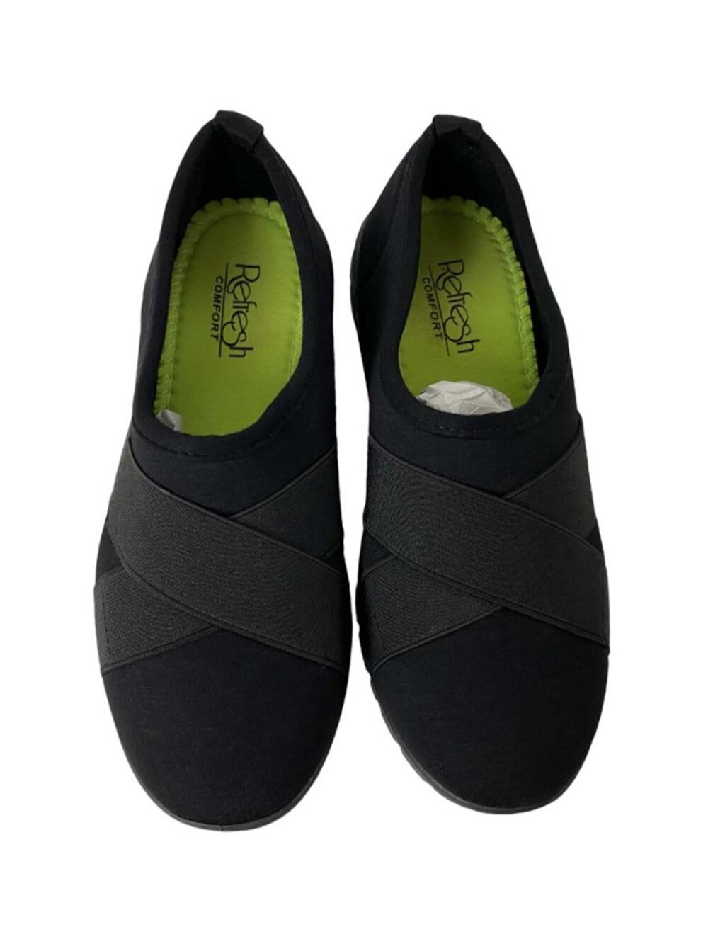 Refresh Comfort Women's Shoes Size 5.5 Black Fabric Slip On Slip Resistant